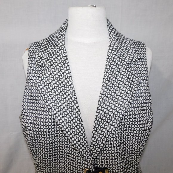 LISETTE L Montreal Womens L White Black pattern Fashion Blazer Vest - Picture 5 of 11